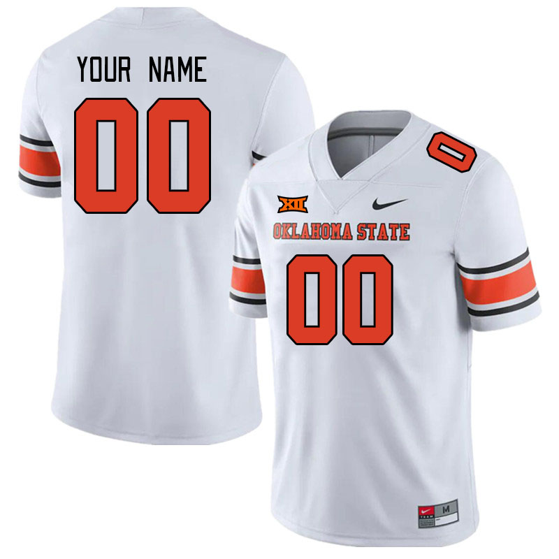 Custom Oklahoma State Cowboys Name And Number College Football Jerseys Stitched-Alternate White